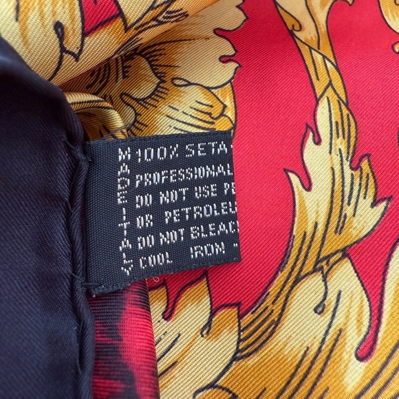Atelier Versace Silk Scarf Baroque Gold, Red, Black, 68” – Made in Italy - Picture 7 of 13